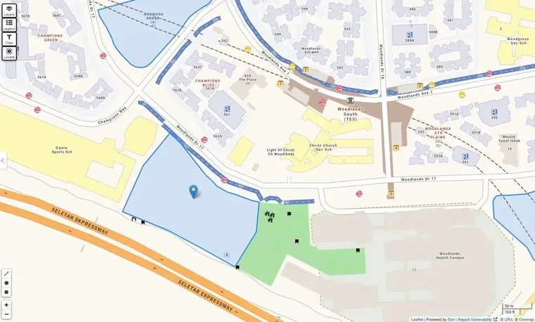 Wynwood Grand EC site location beside the Seletar Expressway and Woodlands Health Campus